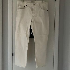 Polo Ralph Lauren Womens Flared Stretch Cotton Denim Trousers - off white